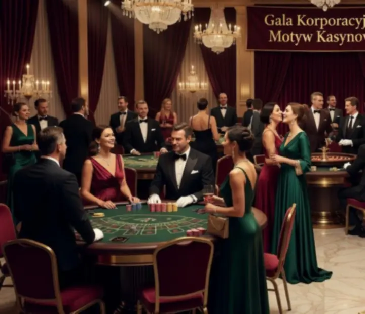 Ekskluzywna gala w klimacie kasyn z eleganckim oświetleniem i sceną